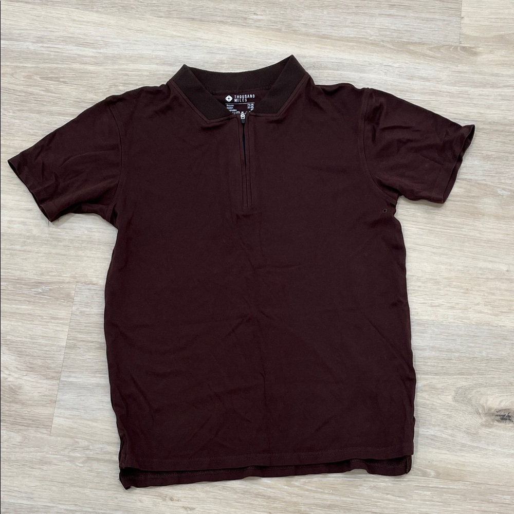 Thousand Miles Brown Mock Neck Short Sleeve
